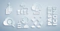 Set Network cloud connection, Cloud computing lock, Search, Data stream, Computer network and export icon. Vector Royalty Free Stock Photo