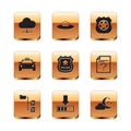 Set Network cloud connection, Folder tree, Loading, Police badge, Taxi car and icon. Vector