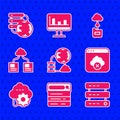 Set Network cloud connection, Search engine, Server, Data, Web Hosting, Failed access storage, Cloud technology data Royalty Free Stock Photo