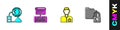Set Network cloud connection, Server, Data, Web Hosting, Analyst engineer and Folder and lock icon. Vector Royalty Free Stock Photo