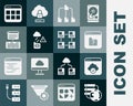 Set Network cloud connection, Cloud technology data transfer, File missing, Folder tree, Server, Data, Web Hosting Royalty Free Stock Photo