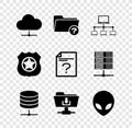 Set Network cloud connection, Unknown directory, Computer network, Server, Data, Web Hosting, FTP folder download and Royalty Free Stock Photo