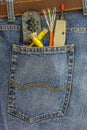 set of network instruments in a back pocket of jeans Royalty Free Stock Photo