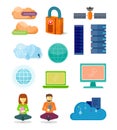 Set of Network Technologies Icons in Flat Design Royalty Free Stock Photo