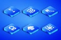 Set Neural network, Algorithm, Cloud database, Robot setting, and Photo retouching icon. Vector Royalty Free Stock Photo
