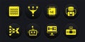 Set Neural network, Artificial intelligence robot, Algorithm, Processor CPU, Funnel filter, AI and Binary code icon