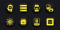 Set Neural network, Artificial intelligence robot, Processor CPU, AI, Chat, Server, Data, and Humanoid icon. Vector Royalty Free Stock Photo