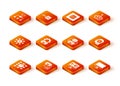 Set Neural network, Artificial intelligence robot, Robot setting, Algorithm, Computer monitor and Humanoid icon. Vector Royalty Free Stock Photo