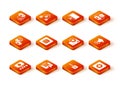 Set Neural network, Server, Data, Artificial intelligence robot, Binary code, Computer api interface and Graduation cap Royalty Free Stock Photo