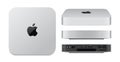 Set of new Apple Mac Mini with M2 chip, realistic vector illustration. Mac Mini is small form factor desktop computer