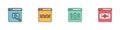 Set New chat messages notification, Browser window, Online shopping screen and icon. Vector