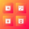 Set New chat messages notification, Browser window, and with shield icon. Vector