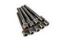 A set of new cylinder head bolts in oil Royalty Free Stock Photo