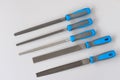 Set of new rasp files on gray background. Working tools layout