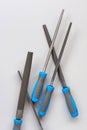 Set of new rasp files on gray background. Working tools layout