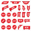 Set of new red labels isolated on white background Royalty Free Stock Photo