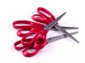 Set of new red paper scissors on white Royalty Free Stock Photo