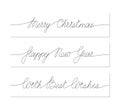 Set of New Year and Christmas handwritten phrases. Hand drawn lettering. One line drawing of phrase. Vector Royalty Free Stock Photo