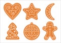 Set of New Year gingerbread Royalty Free Stock Photo