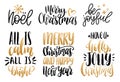 Set of New Year hand lettering.Vector Christmas calligraphic illustrations.Happy Holidays greeting card concepts,poster.