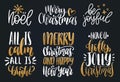 Set of New Year hand lettering.Vector Christmas calligraphic illustrations.Happy Holidays greeting card concepts,poster.