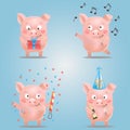 Set of a New Year`s pigs