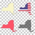 Set of New york map shape, united states america. Flat concept icon symbol vector illustration Royalty Free Stock Photo