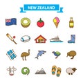 Set of new zealand icons. Vector illustration decorative design