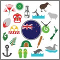 set of new zealand icons. Vector illustration decorative design