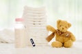 Set of the newborn accessories. Babyhood concept Royalty Free Stock Photo