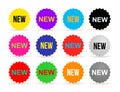 Set of News colorful label sticker. New badge or sticker, product retail. Flat design. Vector illustration. Isolated on white back