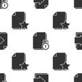Set Next page arrow, Document and lock and Document with star on seamless pattern. Vector
