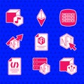 Set NFT contract, blockchain technology, Digital crypto art, Binary code, growth bar chart, and icon. Vector Royalty Free Stock Photo
