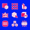 Set NFT Digital crypto art, blockchain technology, Cyber security, Binary code, and icon. Vector Royalty Free Stock Photo