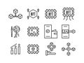 Set of NFT Non-fungible token icons.