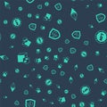 Set NFT shield, Ethereum ETH, Digital crypto art and on seamless pattern. Vector