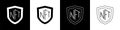 Set NFT shield icon isolated on black and white background. Non fungible token. Digital crypto art concept. Vector Royalty Free Stock Photo