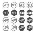 Set of NFT token icons on a white background. Cryptocurrency for the purchase of crypto art