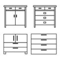 Set of nightstands outline shapes. Royalty Free Stock Photo