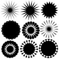 set of nine abstract black circles on a white background Royalty Free Stock Photo