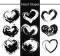 Set of nine artistic hearts.