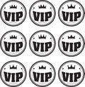 Set of nine black round VIP icons with different crowns.