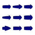 Set of nine blue various arrows Royalty Free Stock Photo