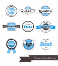 Set of nine blue vintage labels.