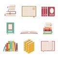 Set of nine book icons in flat design style Royalty Free Stock Photo