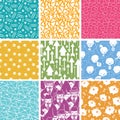 Set of nine business seamless patterns backgrounds