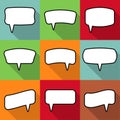 Set of nine cartoon comic balloon speech bubbles in flat style.