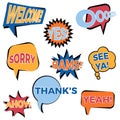 Set of nine cartoon comic balloon speech bubbles in flat style Royalty Free Stock Photo