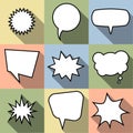 Set of nine cartoon comic balloon speech bubbles in flat style Royalty Free Stock Photo