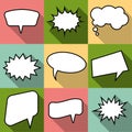 Set of nine cartoon comic balloon speech bubbles in flat style